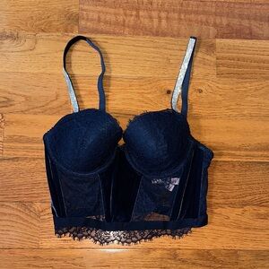 Victoria Secret Elegant Lace Bustier in Navy Blue
